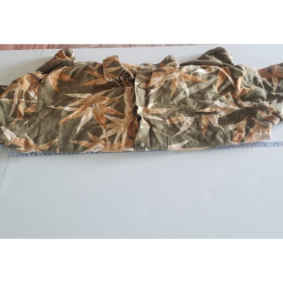 IZOD Mens Short Sleeve‎ Button Down Hawaiian Shirt size L Linen Blend Resort - Picture 6 of 7